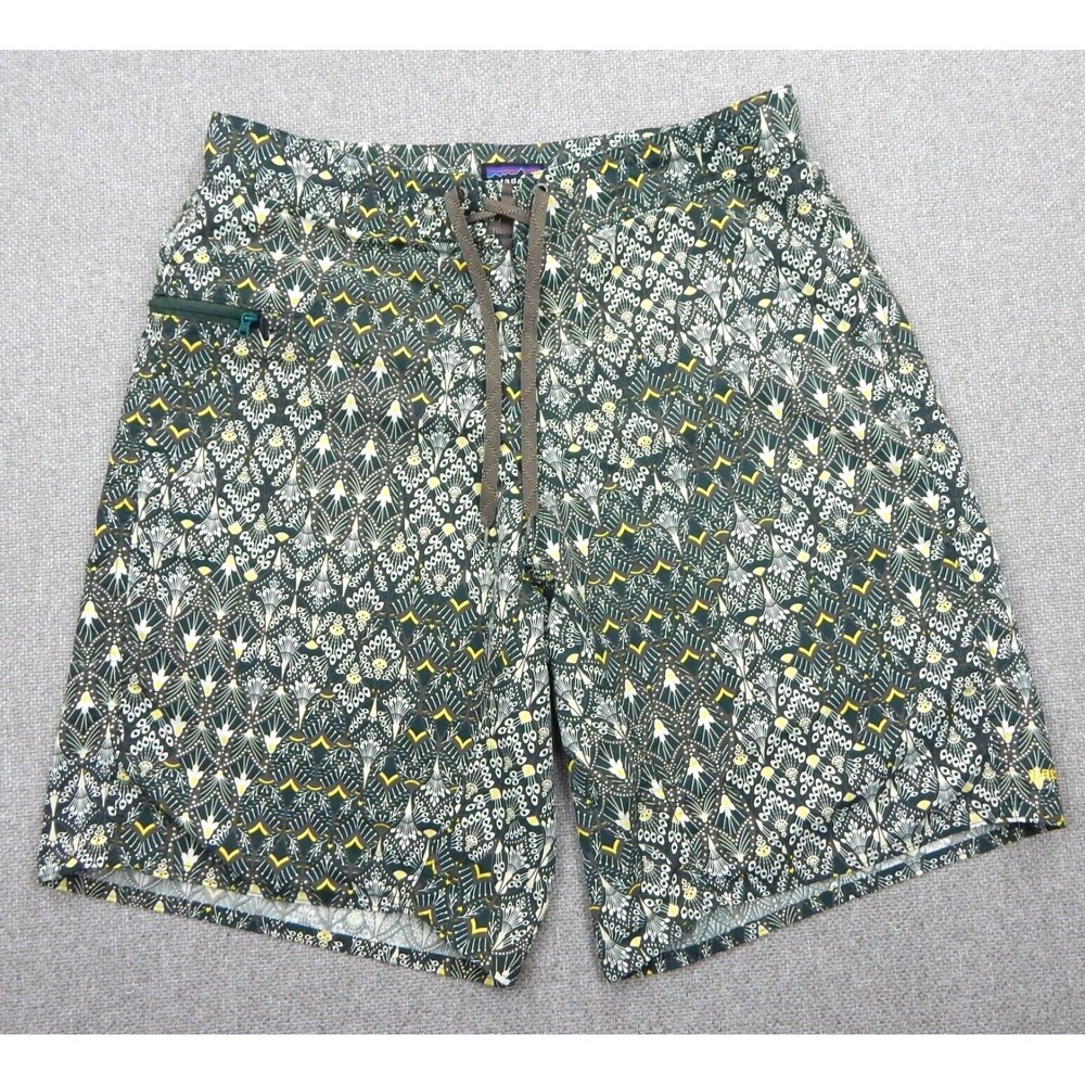 Patagonia Board Shorts Mens Sz 32 Green Swim Trunks Zip Pocket  10" Ins Beach
